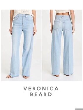 Veronica Beard Taylor Relaxed Wide Leg High Rise 26 Aire Blue
